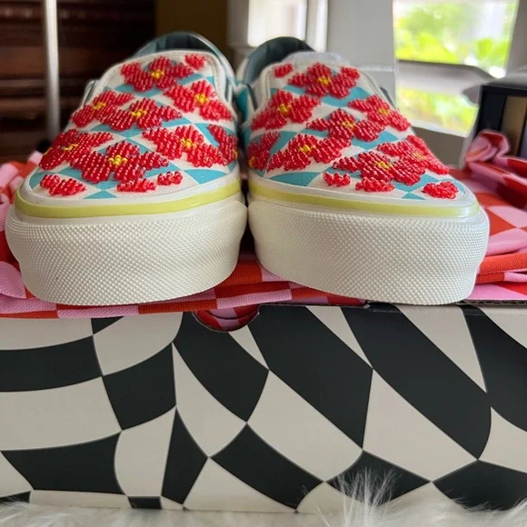 Shoes-Gucci X Vans SOLD OUT Blue Beaded Slip-on. NIB UNISEX Women’s 7.5 /Men’s 6 - Picture 9 of 17